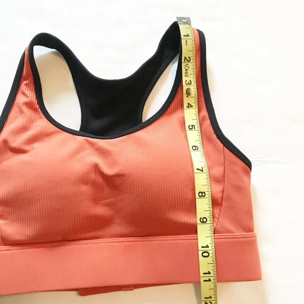 ZYIA Active Burnt Orange Ribbed Premium Sports Bra Workout Gym Womens XS